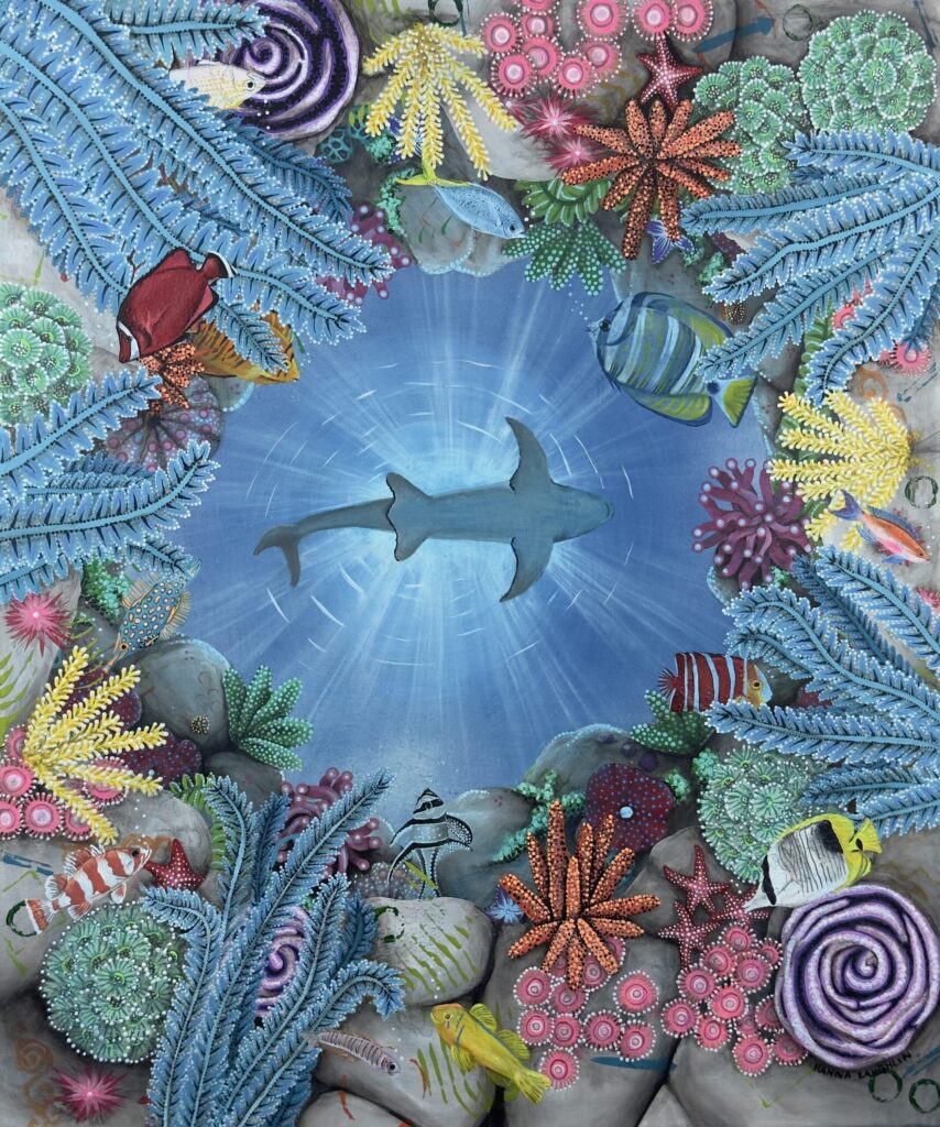 Eye of the Reef, acrylic and pointillism on canvas, Hanna Rae